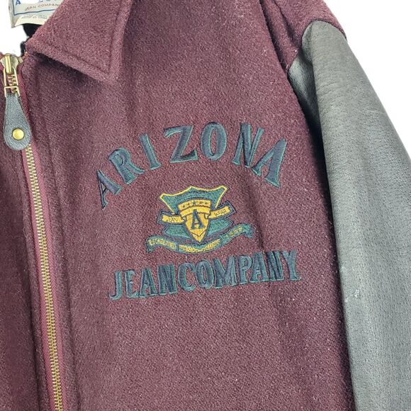 Vintage ARIZONA JEAN COMPANY Jacket Mens Small Red Leather Wool Varsity Quilted - Picture 7 of 9